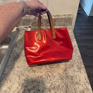 Louis Vuitton Vernis Red Designer Tote Bag Vintage